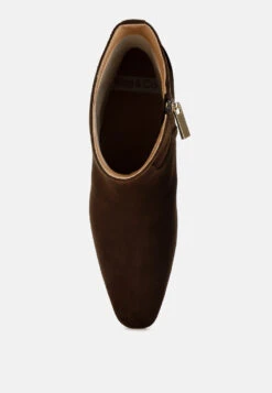 Hakra Flared Heel Suede Boots 20 Hakra Flared Heel Suede Boots -Her Shoe World RCSH5154Brown 7