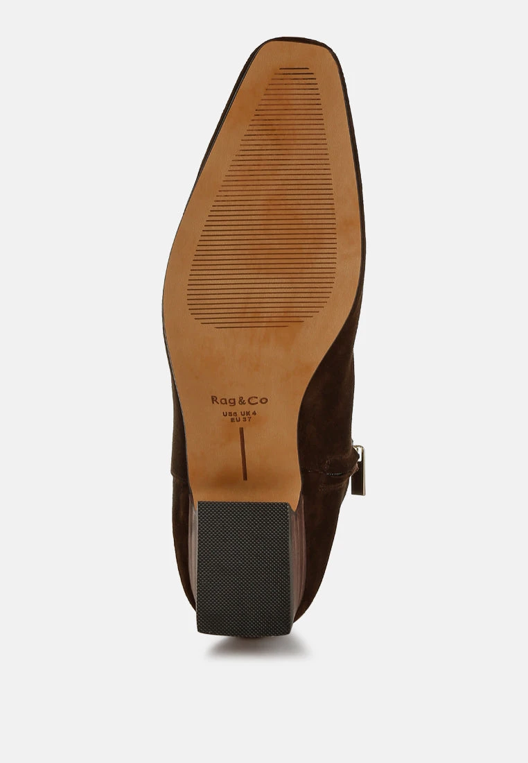 Hakra Flared Heel Suede Boots 7 Hakra Flared Heel Suede Boots - Image 5