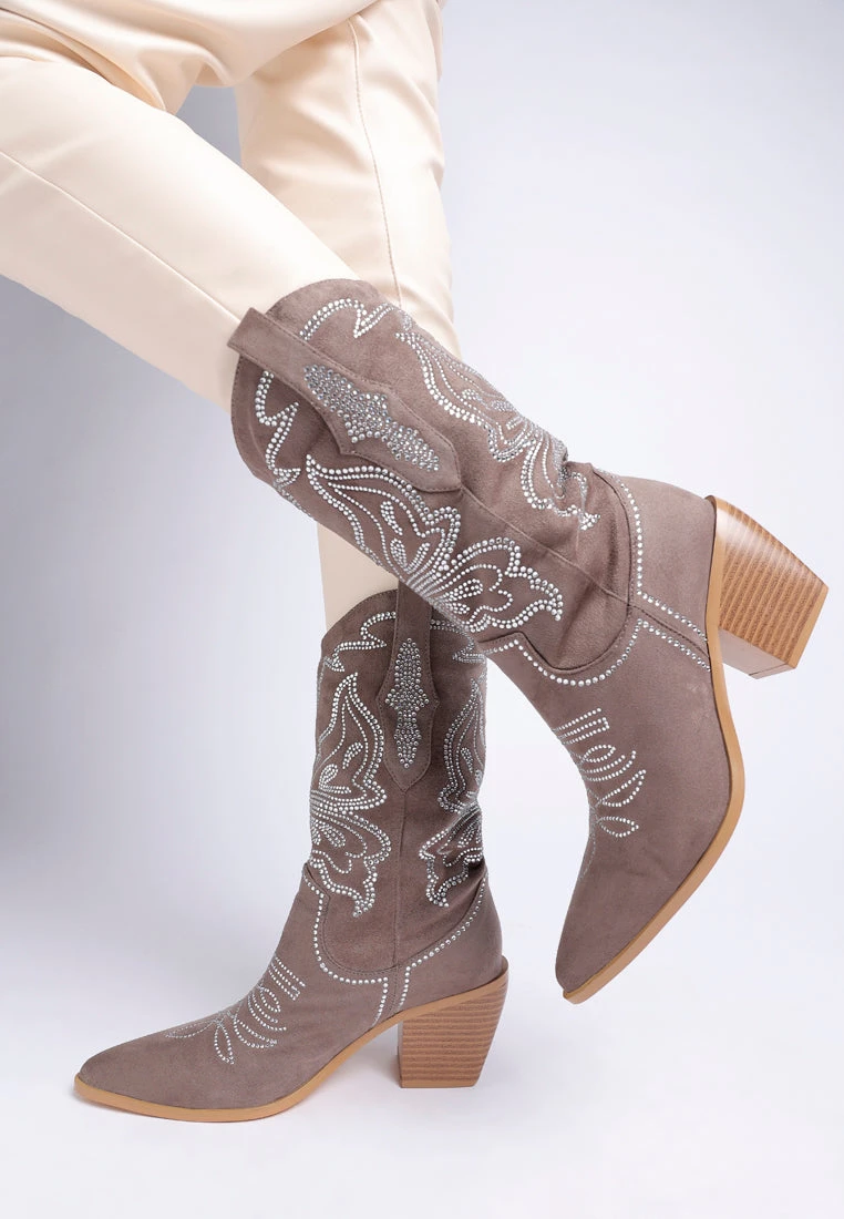 Latafa Rhinestones Embellished Cowboy Boots 15 Latafa Rhinestones Embellished Cowboy Boots - Image 13
