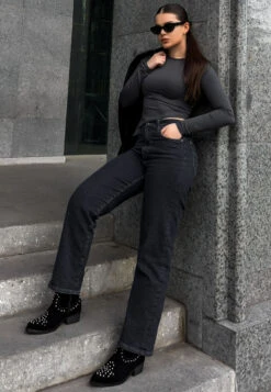 Hira Studs Embellished Cowboy Boots 19 Hira Studs Embellished Cowboy Boots -Her Shoe World RCSH5310 BLACK Influencer 3 Image