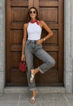 Kanon Metallic Pleather Criss-Cross Flats -Her Shoe World RCSH5480 silver Influencer Image