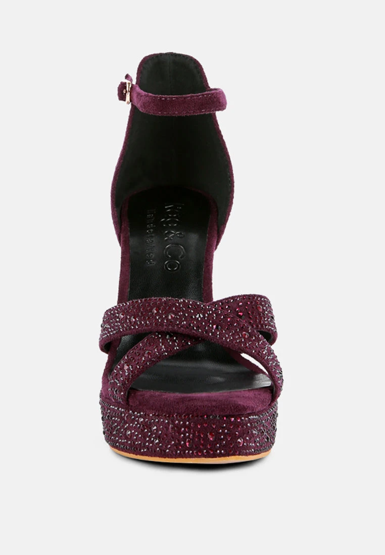 REGALIA Purple Rhinestone Embellished Stiletto Sandals 5 REGALIA Purple Rhinestone Embellished Stiletto Sandals - Image 3