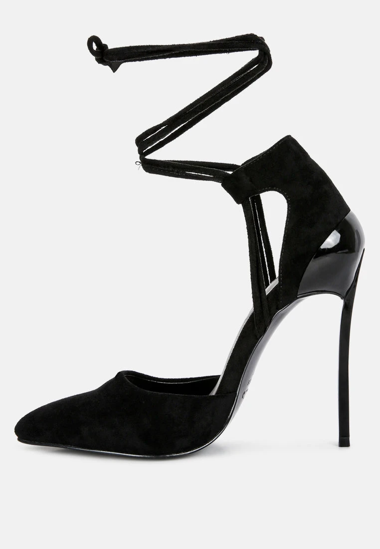 RULE-BREAKER Black Lace Up Stiletto Sandals 6 RULE-BREAKER Black Lace Up Stiletto Sandals - Image 4