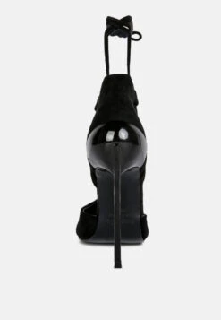 RULE-BREAKER Black Lace Up Stiletto Sandals 12 RULE-BREAKER Black Lace Up Stiletto Sandals -Her Shoe World RULEBREAKERBlackMicrofiberHighHeeledLaceUpSandal RCSH3455 black 6