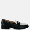 Raisa Stud Embellished Penny Loafers 1 Raisa Stud Embellished Penny Loafers -Her Shoe World Raisa Stud Embellished Penny Loafers RCSH5389 BLACK OFF WHITE 5