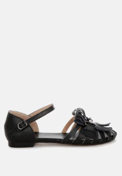 Ramita Horsebit Fringe Flat Sandals 32 Ramita Horsebit Fringe Flat Sandals -Her Shoe World Ramita Horsebit Fringe Flat Sandals RCSH5489 BLACK 5