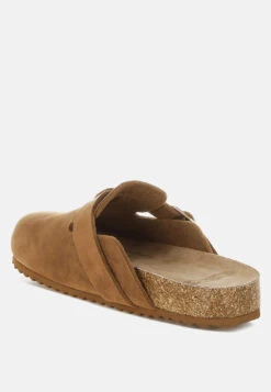 Ratiha Buckle Accent Slip-On Footbed Mules 24 Ratiha Buckle Accent Slip-On Footbed Mules -Her Shoe World RatihaBuckleAccentSlip OnFootbedMulesRCSH5708TAN 10