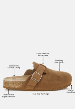 Ratiha Buckle Accent Slip-On Footbed Mules 27 Ratiha Buckle Accent Slip-On Footbed Mules -Her Shoe World RatihaBuckleAccentSlip OnFootbedMulesRCSH5708TAN 5