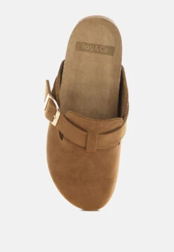 Ratiha Buckle Accent Slip-On Footbed Mules 25 Ratiha Buckle Accent Slip-On Footbed Mules -Her Shoe World RatihaBuckleAccentSlip OnFootbedMulesRCSH5708TAN 6