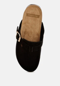 Ratiha Buckle Accent Slip-On Footbed Mules 37 Ratiha Buckle Accent Slip-On Footbed Mules -Her Shoe World Ratiha Buckle Accent Slip On Footbed Mules RCSH5708 BLACK 2