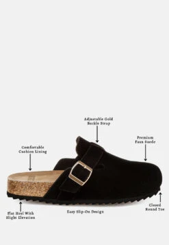 Ratiha Buckle Accent Slip-On Footbed Mules 39 Ratiha Buckle Accent Slip-On Footbed Mules -Her Shoe World Ratiha Buckle Accent Slip On Footbed Mules RCSH5708 BLACK 5