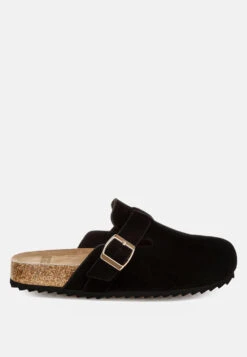 Ratiha Buckle Accent Slip-On Footbed Mules 34 Ratiha Buckle Accent Slip-On Footbed Mules -Her Shoe World Ratiha Buckle Accent Slip On Footbed Mules RCSH5708 BLACK 6
