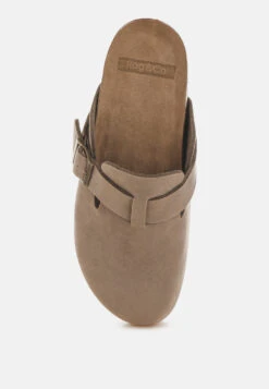 Ratiha Buckle Accent Slip-On Footbed Mules 31 Ratiha Buckle Accent Slip-On Footbed Mules -Her Shoe World Ratiha Buckle Accent Slip On Footbed Mules TAUPE 2