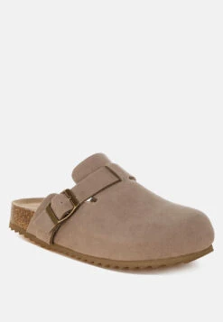 Ratiha Buckle Accent Slip-On Footbed Mules 29 Ratiha Buckle Accent Slip-On Footbed Mules -Her Shoe World Ratiha Buckle Accent Slip On Footbed Mules TAUPE 7