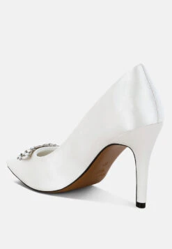 Rhodolia Diamante Brooch Detail Satin Pumps 23 Rhodolia Diamante Brooch Detail Satin Pumps -Her Shoe World RhodoliaDiamanteBroochDetailSatinPumpsRCSH5306WHITE 6