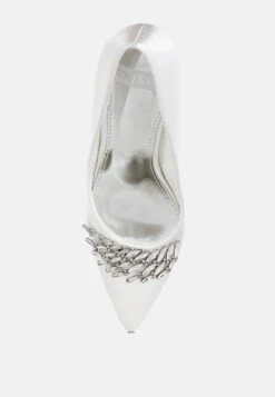 Rhodolia Diamante Brooch Detail Satin Pumps 24 Rhodolia Diamante Brooch Detail Satin Pumps -Her Shoe World RhodoliaDiamanteBroochDetailSatinPumpsRCSH5306WHITE 9