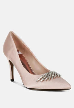 Rhodolia Diamante Brooch Detail Satin Pumps 27 Rhodolia Diamante Brooch Detail Satin Pumps -Her Shoe World Rhodolia Diamante Brooch Detail Satin Pumps RCSH5306 BLUSH 2