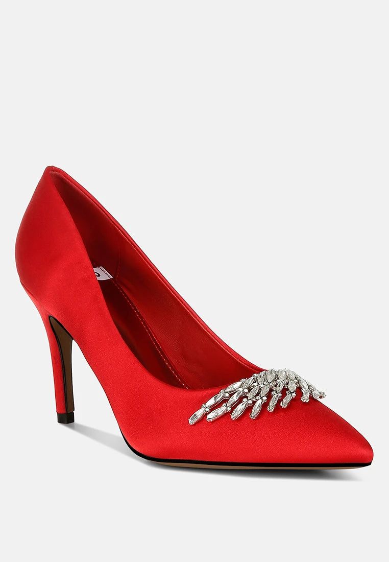 Rhodolia Diamante Brooch Detail Satin Pumps 20 Rhodolia Diamante Brooch Detail Satin Pumps - Image 19