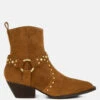 Rodeo Studded Real Suede Leather Ankle Boots -Her Shoe World RodeoStuddedSuedeAnkleBootsRCSH5004BEIGE 2