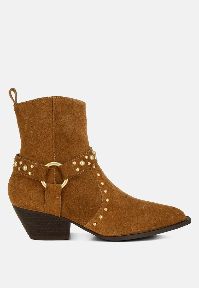 Rodeo Studded Real Suede Leather Ankle Boots 3 Rodeo Studded Real Suede Leather Ankle Boots