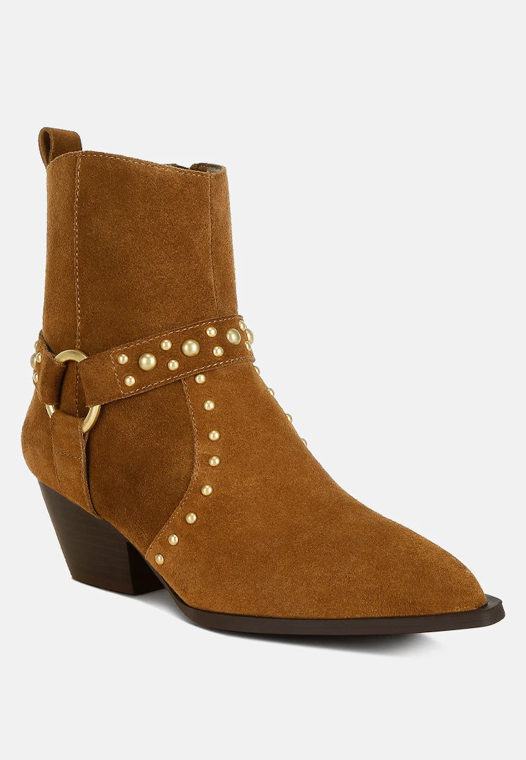 Rodeo Studded Real Suede Leather Ankle Boots 4 Rodeo Studded Real Suede Leather Ankle Boots - Image 2