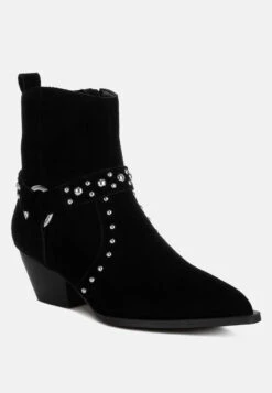 Rodeo Studded Real Suede Leather Ankle Boots 20 Rodeo Studded Real Suede Leather Ankle Boots -Her Shoe World Rodeo Studded Suede Ankle Boots RCSH5004 BLACK 6