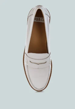 Roxana Real Leather Penny Strap Loafers 18 Roxana Real Leather Penny Strap Loafers -Her Shoe World Roxana Real Leather Penny Strap Loafers RCSH5390 WHITE 4