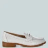 Roxana Real Leather Penny Strap Loafers -Her Shoe World Roxana Real Leather Penny Strap Loafers RCSH5390 WHITE 7