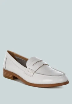 Roxana Real Leather Penny Strap Loafers 16 Roxana Real Leather Penny Strap Loafers -Her Shoe World Roxana Real Leather Penny Strap Loafers RCSH5390 WHITE 8