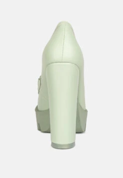 CORINNE Green Chain Embellished Chunky Loafers 13 CORINNE Green Chain Embellished Chunky Loafers -Her Shoe World SH4184Green 6