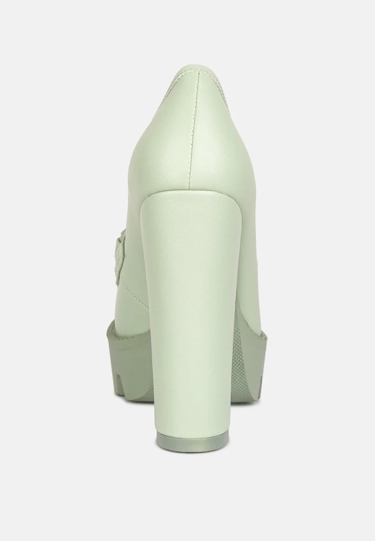 CORINNE Green Chain Embellished Chunky Loafers 7 CORINNE Green Chain Embellished Chunky Loafers - Image 5