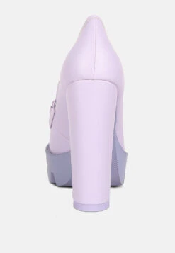 CORINNE Lilac Chain Embellished Chunky Loafers 12 CORINNE Lilac Chain Embellished Chunky Loafers -Her Shoe World SH4184Lilac 3