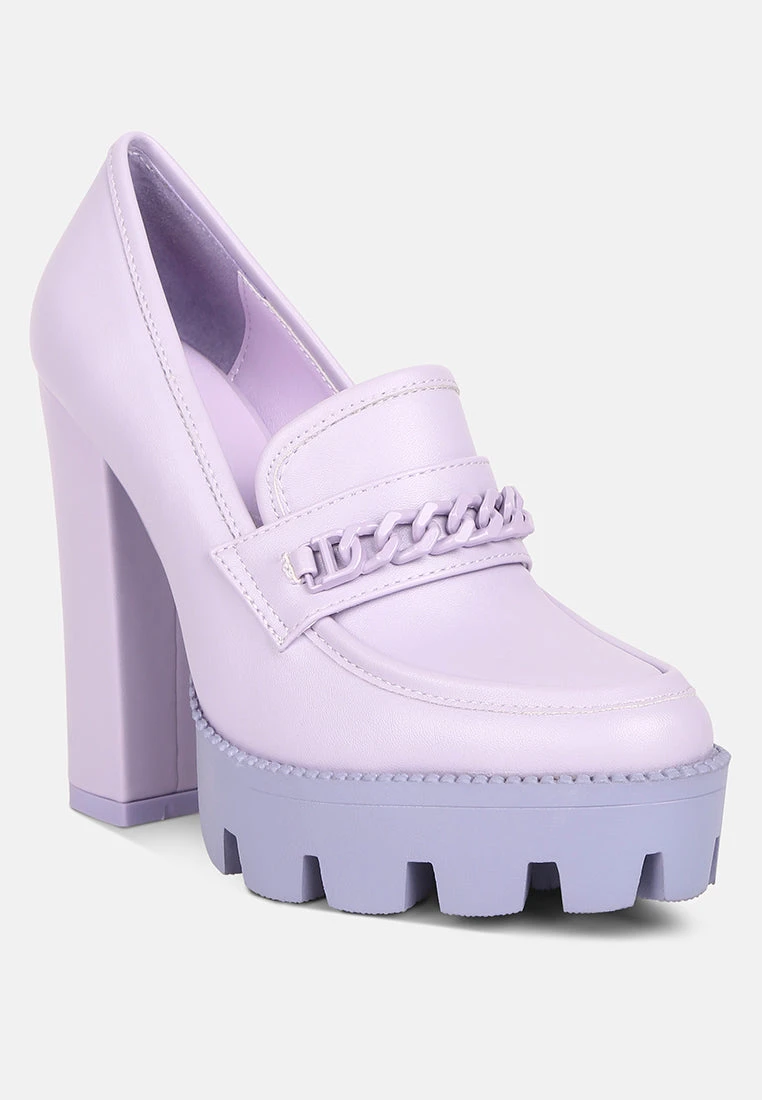 CORINNE Lilac Chain Embellished Chunky Loafers 3 CORINNE Lilac Chain Embellished Chunky Loafers