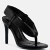 SINGLES Black Stiletto Heel Thong Sandals -Her Shoe World SINGLESBlackHighHeeledThongSandals RCSH3037 black 6