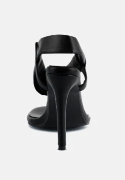 SINGLES Black Stiletto Heel Thong Sandals -Her Shoe World SINGLESBlackHighHeeledThongSandals RCSH3037 black 9