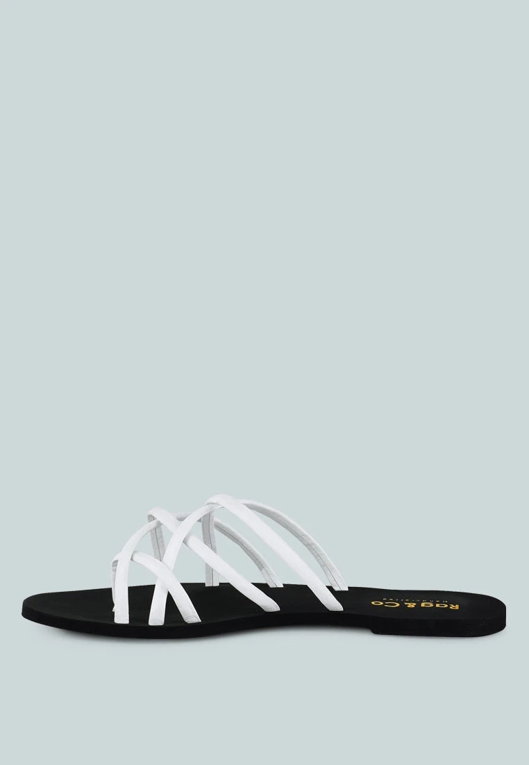 SWEETIN White Strappy Flat Slip On Sandals 7 SWEETIN White Strappy Flat Slip On Sandals - Image 5