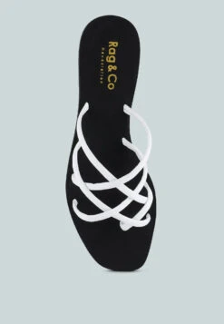 SWEETIN White Strappy Flat Slip On Sandals 16 SWEETIN White Strappy Flat Slip On Sandals -Her Shoe World SWEETINWhiteStrappyFlatSlipOnSandals RCSH4080 WHITE 7