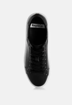 Strider Studs Embellished Chunky Sneakers -Her Shoe World Strider Studs Embellished Chunky Sneakers RCSH5552 BLACK 3