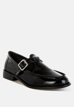 Swenson Patent Pleather Mary Jane Loafers -Her Shoe World Swenson Patent Pleather Mary Jane Loafers RCSH5606 BLACK 2