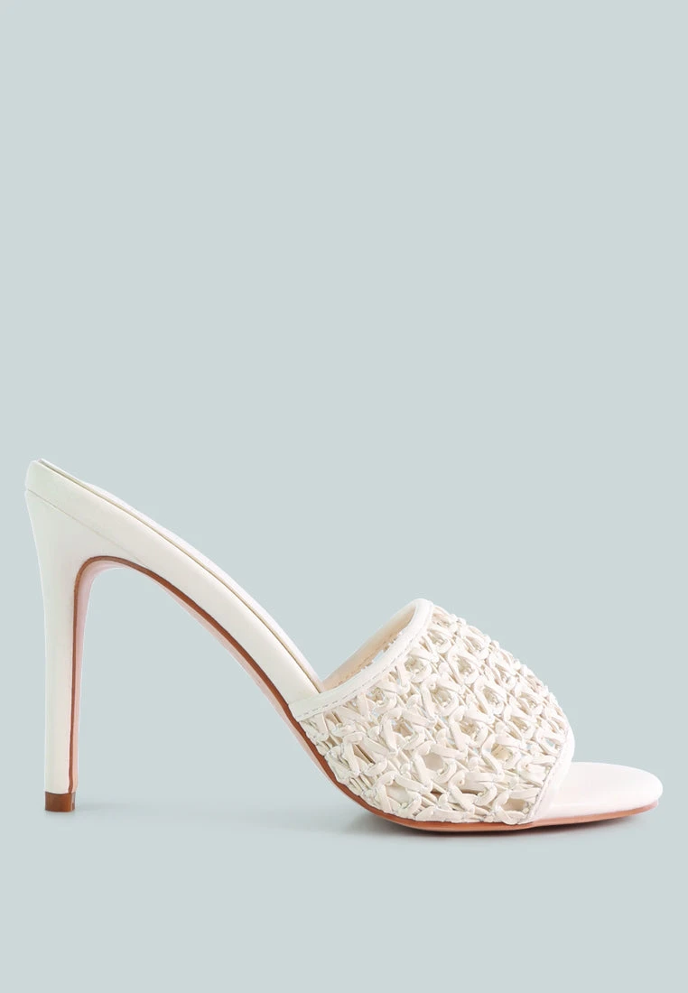 TEASE Off White Woven Stiletto Slides 4 TEASE Off White Woven Stiletto Slides - Image 2