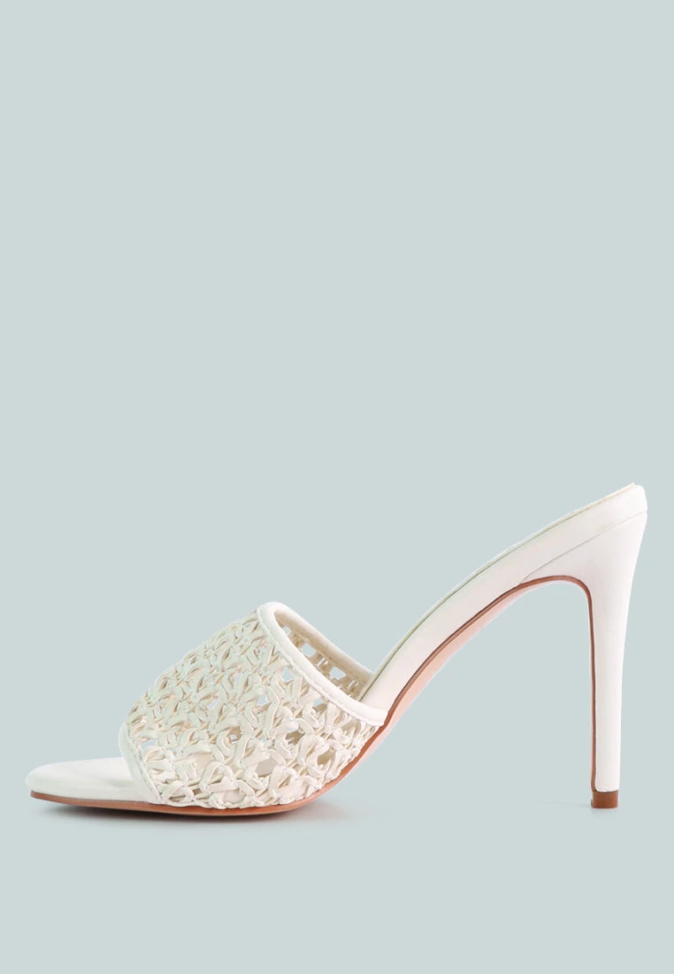 TEASE Off White Woven Stiletto Slides 6 TEASE Off White Woven Stiletto Slides - Image 4