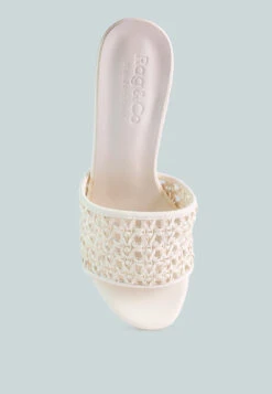TEASE Off White Woven Stiletto Slides 14 TEASE Off White Woven Stiletto Slides -Her Shoe World TEASEOffWhiteWovenHeeledSlides RCSH2909 Off White 7