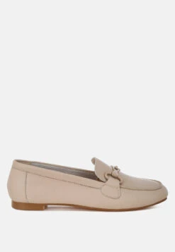 Taranis Monochromatic Horsebit Real Leather Loafers -Her Shoe World TaranisMonochromaticHorsebitRealLeatherLoafersRCSH5478BEIGE 5