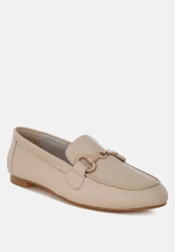 Taranis Monochromatic Horsebit Real Leather Loafers -Her Shoe World TaranisMonochromaticHorsebitRealLeatherLoafersRCSH5478BEIGE 6
