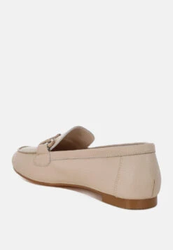 Taranis Monochromatic Horsebit Real Leather Loafers -Her Shoe World TaranisMonochromaticHorsebitRealLeatherLoafersRCSH5478BEIGE 9