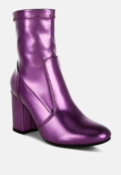 Tirana Metallic Pleather Sock Boots 28 Tirana Metallic Pleather Sock Boots -Her Shoe World Tirana Metallic Pleather Sock Boots RCSH5207 PURPLE 1