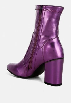 Tirana Metallic Pleather Sock Boots 29 Tirana Metallic Pleather Sock Boots -Her Shoe World Tirana Metallic Pleather Sock Boots RCSH5207 PURPLE 2