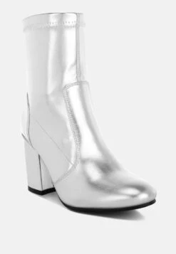 Tirana Metallic Pleather Sock Boots 23 Tirana Metallic Pleather Sock Boots -Her Shoe World Tirana Metallic Pleather Sock Boots RCSH5207 SILVER 1