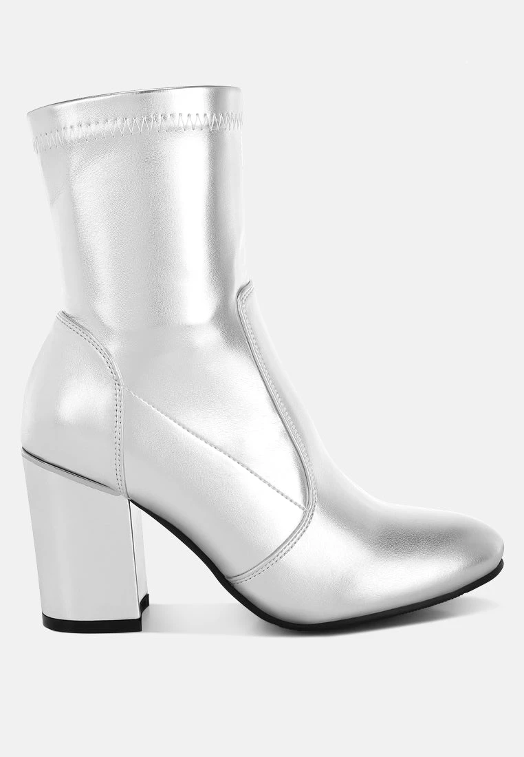 Tirana Metallic Pleather Sock Boots 8 Tirana Metallic Pleather Sock Boots - Image 6