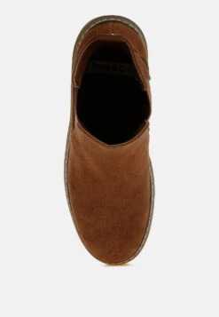 Vostok Suede Chunky Chelsea Boots -Her Shoe World VostokSuedeChunkyChelseaBootsRCSH5012BROWN 2